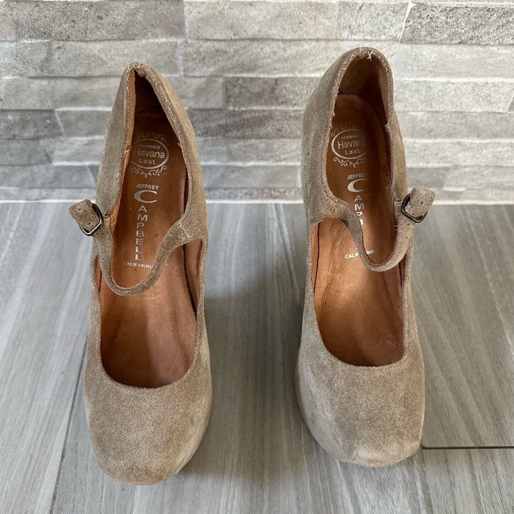 Jeffrey Campbell Nightwalker Platform Shoes- Light Brown Suede- Size 6 - Picture 5 of 12